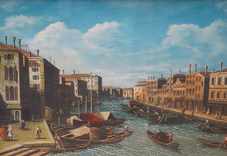 Valentino, pair of gouaches, Venetian canals with gondolas, one signed, 24 x 35cm. Condition - fair to good